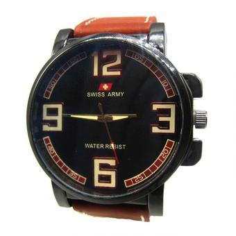 Swiss Army - Jam Tangan Pria - Hitam-Hitam - Strap Coklat Muda - SA BOOM 2  