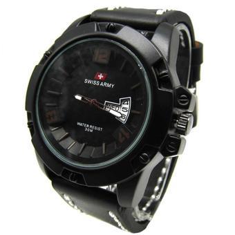 Swiss Army - Jam Tangan Pria - Hitam-Hitam - Strap Hitam Les Putih - SA 6295  