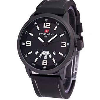 Swiss Army - Jam Tangan Pria - Hitam - Leather Strap - SA 1128  