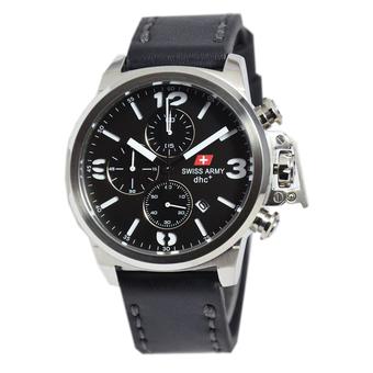 Swiss Army Jam Tangan Pria - Hitam - Leather Strap - SA 2199  