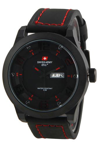 Swiss Army - Jam Tangan Pria - Hitam/Merah - Kulit - SA 4058 BL RD  