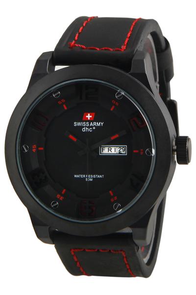 Swiss Army - Jam Tangan Pria - Hitam/Merah - Kulit - SA 4058 BL RD