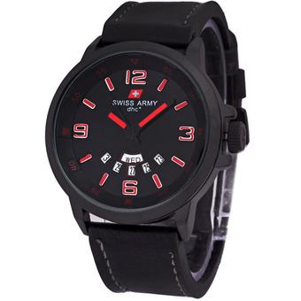 Swiss Army Jam Tangan Pria - Hitam-Merah - Strap Kulit -Sa 1145 Br  