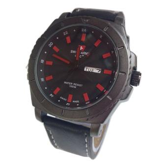 Swiss Army - Jam Tangan Pria - Hitam Merah - Strap Leather - SA 4151  