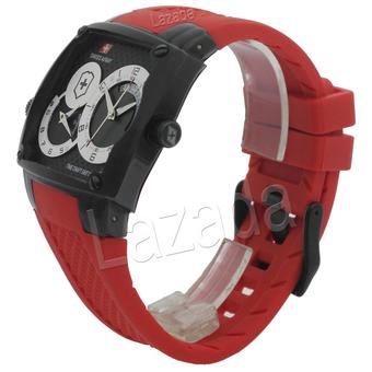 Swiss Army Jam Tangan Pria - Hitam Putih Merah - SS Hitam - Karet Merah - SA 71688 MA  