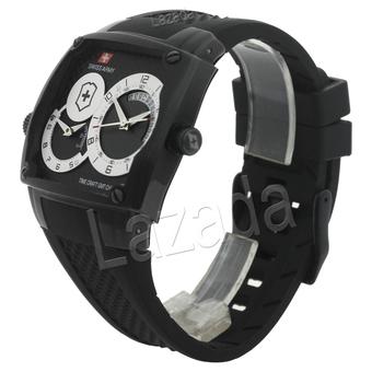 Swiss Army Jam Tangan Pria - Hitam Putih - SS Hitam - Karet Hitam - SA 71688 MA  