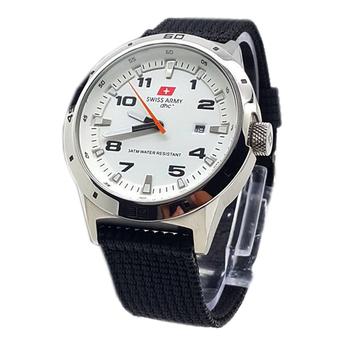 Swiss Army - Jam Tangan Pria - Hitam Silver - Strap Canvas - DHC+  