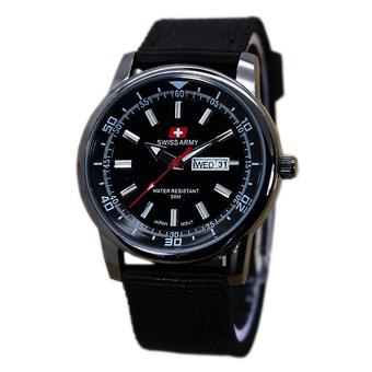 Swiss Army - Jam Tangan Pria - Hitam - Strap Canvas - SA 3117  