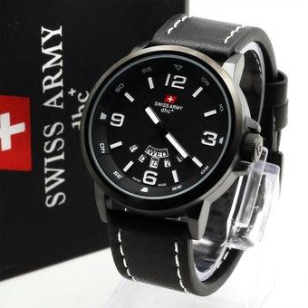 Swiss Army - Jam Tangan Pria - Hitam - Strap Kulit - SA 1128  