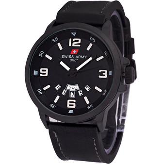 Swiss Army Jam Tangan Pria - Hitam - Strap Kulit -SA 1128 FB  