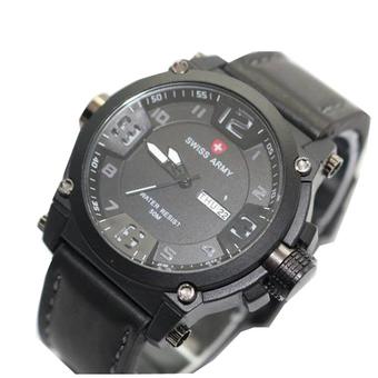 Swiss Army Jam Tangan Pria - Hitam - Strap Leather - SA7169  