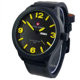 Swiss Army - Jam Tangan Pria - Hitam - Strap Leather - Sa 4055 - Black Yellow  