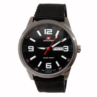 Swiss Army - Jam Tangan Pria - Kanvas Hitam - Dial Hitam - SA 5053 M  