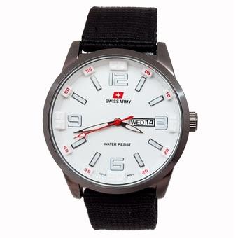 Swiss Army - Jam Tangan Pria - Kanvas Hitam - Dial Putih - SA 5053 M  