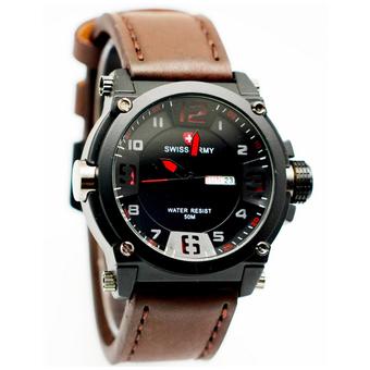 Swiss Army Jam Tangan Pria - Kulit - Cokelat Tua - Sa 1072 M DBR  