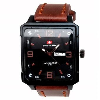 Swiss Army - Jam Tangan Pria - Kulit - Coklat Tua - SA 2251 DB  