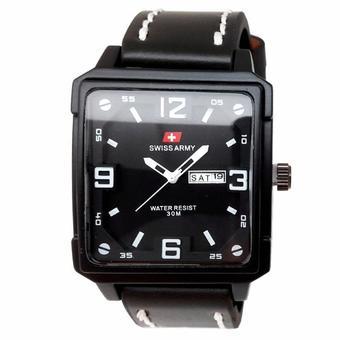 Swiss Army - Jam Tangan Pria - Kulit - Hitam Putih - SA 4166 M  