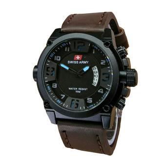 Swiss Army Jam Tangan Pria - LEATHER STRAP - SA1085DB - Cokelat  