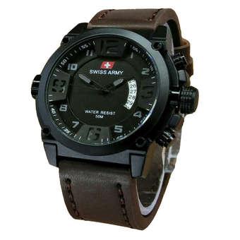 Swiss Army Jam Tangan Pria - LEATHER STRAP - SA1085DDB - Cokelat  