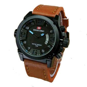 Swiss Army Jam Tangan Pria - LEATHER STRAP - SA1085LB - Cokelat  