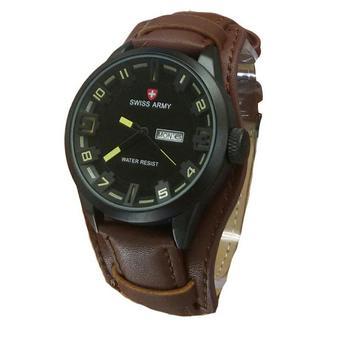 Swiss Army Jam Tangan Pria - LEATHER STRAP - SA4119M DB - Cokelat  