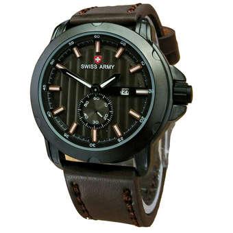 Swiss Army - Jam Tangan Pria - Leathee Strap- Coklat - SA 1671 DB  