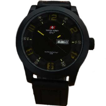 Swiss Army - Jam Tangan Pria - Leather - Hitam Jarum Kuning - SA4058  