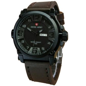 Swiss Army Jam Tangan Pria - Leather Starp - Dark Brown - SA 1441 Dark Brown  