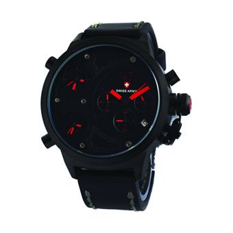 Swiss Army Jam Tangan Pria - Leather Strap - Black Red - Sa 4170 BR - Triple Time  