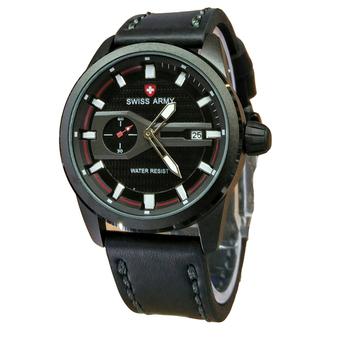 Swiss Army Jam Tangan Pria - Leather Strap - Black - SA 1380 BR  