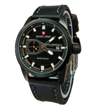 Swiss Army Jam Tangan Pria - Leather Strap - Black - SA 1380 BO  