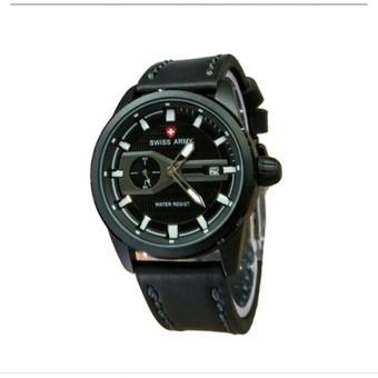 Swiss Army Jam Tangan Pria - Leather Strap - Black - SA 1381 BW  