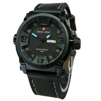 Swiss Army Jam Tangan Pria - Leather Strap - Black - SA 1441 Black Blue  