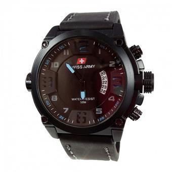 Swiss Army Jam Tangan Pria - Leather Strap - Black - SA 1446 BB  