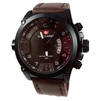 Swiss Army Jam Tangan Pria - Leather Strap - Black - SA 1446 BP  