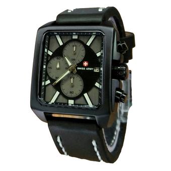 Swiss Army Jam Tangan Pria - Leather Strap - Black - SA 3281 BW  