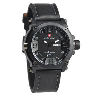 Swiss Army Jam Tangan Pria - Leather Strap - Black - Sa 0354 BW  