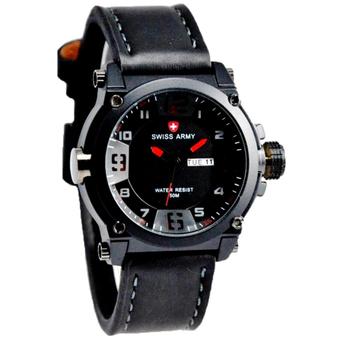 Swiss Army Jam Tangan Pria - Leather Strap - Black - Sa 7169 B  