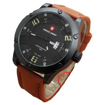 Swiss Army - Jam Tangan Pria - Leather Strap - Cokelat Muda - Putih - Sa 1202 CM P  