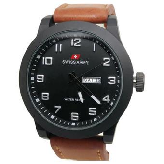 Swiss Army - Jam Tangan Pria - Leather Strap - Cokelat Muda - Sa 0011 CM  