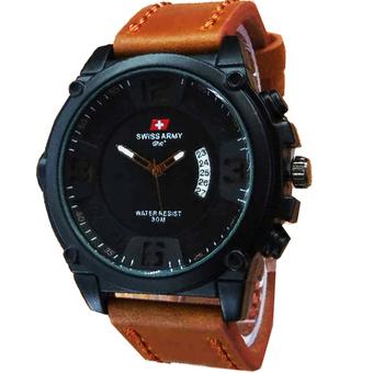 Swiss Army - Jam Tangan Pria - Leather Strap - Cokelat - SA 4099 Light Brown  