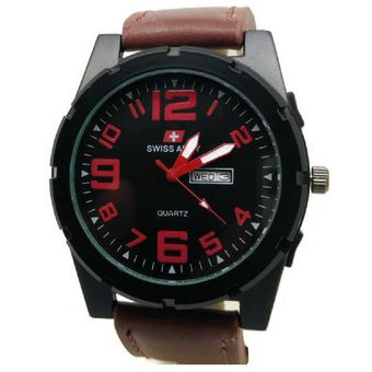 Swiss Army - Jam Tangan Pria - Leather Strap - Cokelat Tua - Merah - Sa 4044 CT M  