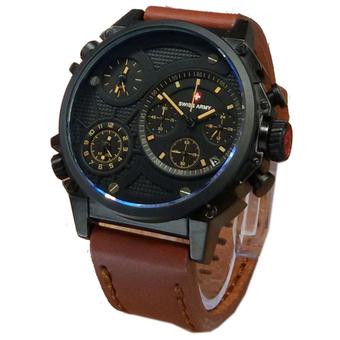 Swiss Army Jam Tangan Pria - Leather Strap - Coklat Muda - Kuning - Sa 4176 CM K  