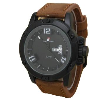 Swiss Army Jam Tangan Pria - Leather Strap - Coklat Muda Putih - Sa 095 CP  