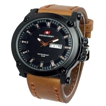 Swiss Army Jam Tangan Pria - Leather Strap - Coklat - SA 1055 Light Brown  