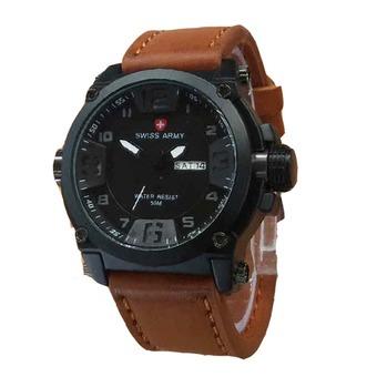 Swiss Army Jam Tangan Pria - Leather Strap - Coklat - SA 1058 LB  