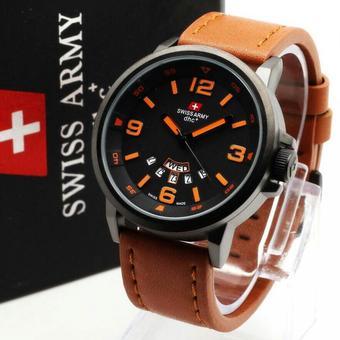 Swiss Army Jam Tangan Pria - Leather Strap - Coklat - SA 1128 Coklat  