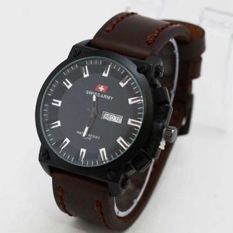 Swiss Army - Jam Tangan Pria - Leather Strap - Coklat - SA 1155 DB  