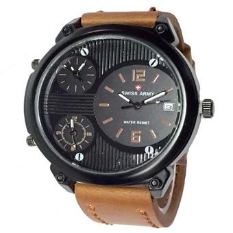 Swiss Army Jam Tangan Pria - Leather Strap - Coklat - SA 1560 LB  