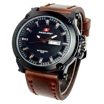 Swiss Army Jam Tangan Pria - Leather Strap - Coklat Tua - SA 1055 DB  